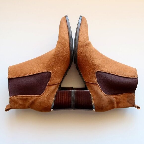 Nine West Brown Suede Almond Toe Block Heel Chelsea Ankle Boots / Booties 7.5 - Picture 15 of 15
